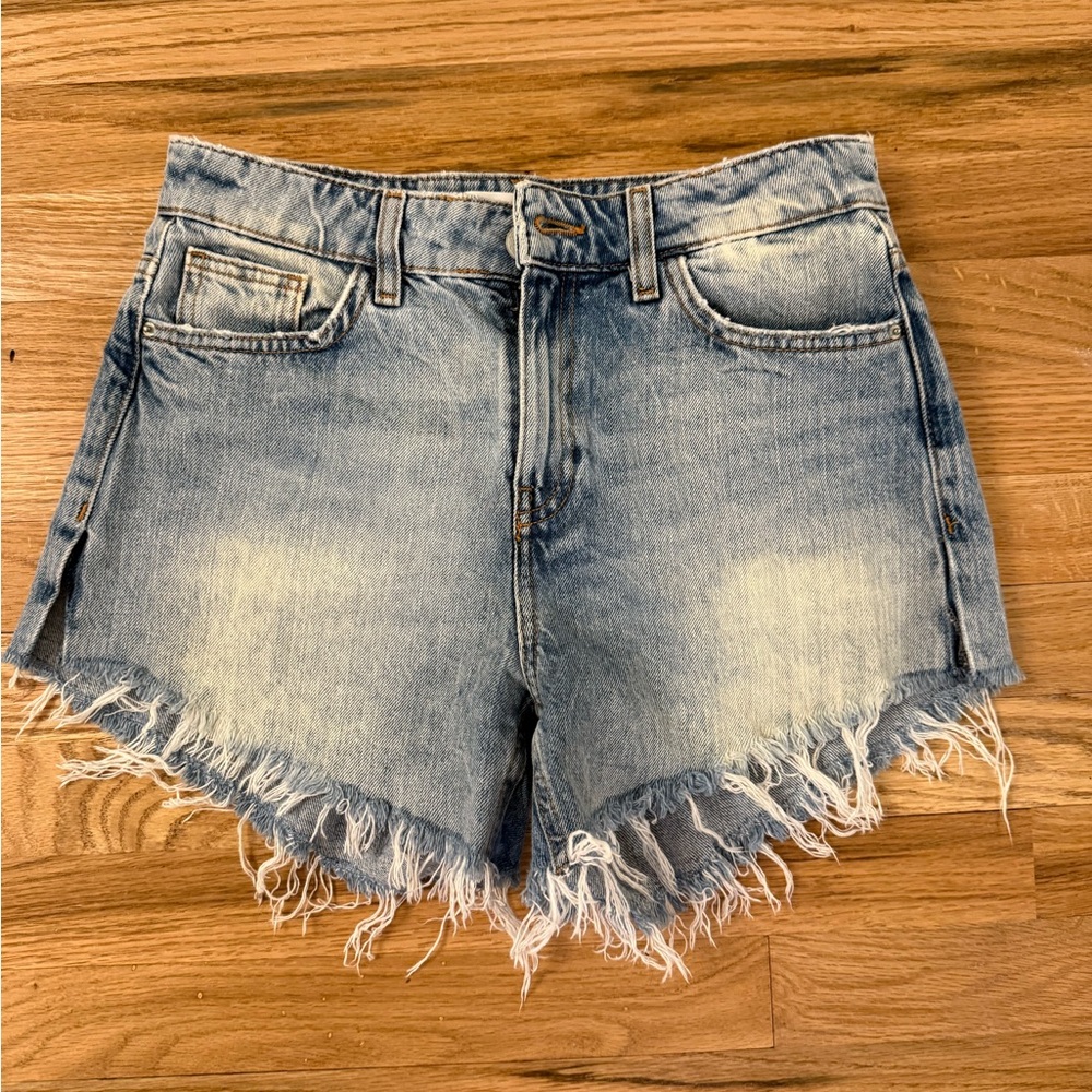 Zara Distressed Blue Denim Shorts